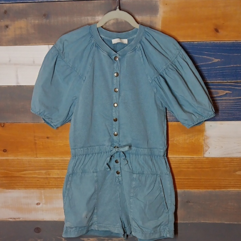 Ulla Johnson Blue Owen Puff Sleeve Jumpsuit S Resort Wear